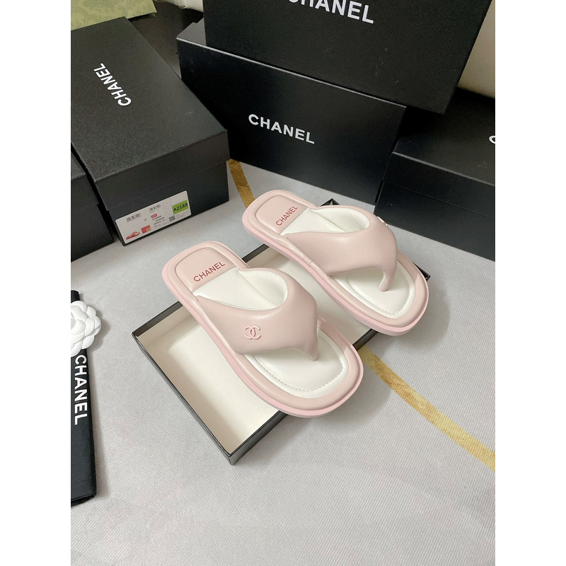 Ch*el fabric mules light pink