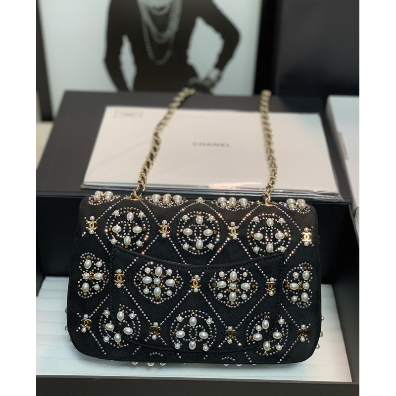 Ch*el ss2022 spring and summer new series chain bag shoulder bag black