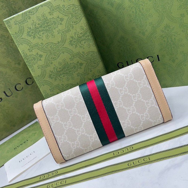 g*u*i ophidia gg continental wallet beige and white gg S*p*e canvas