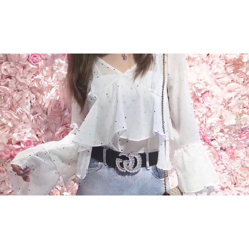 G*u*i leather belt with double g buckle