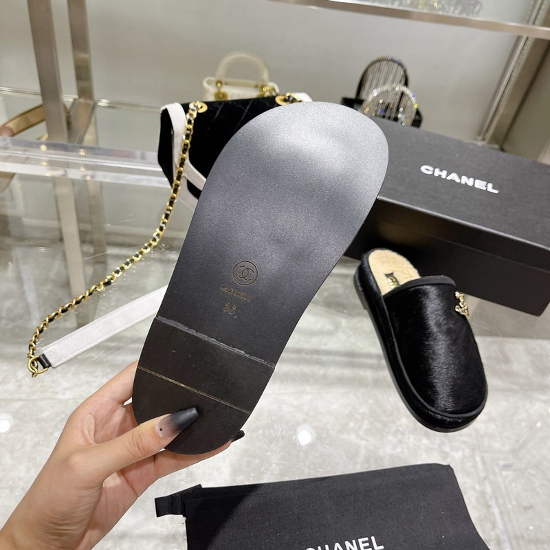 Ch*el pony style calfskin mules black