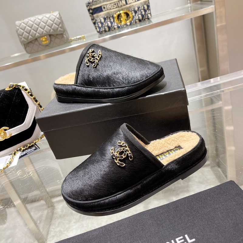 Ch*el pony style calfskin mules black