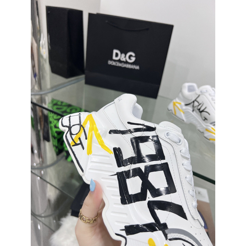 Dolce & Gabbana Daymaster Sneakers in Nappa Calfskin White & Yellow