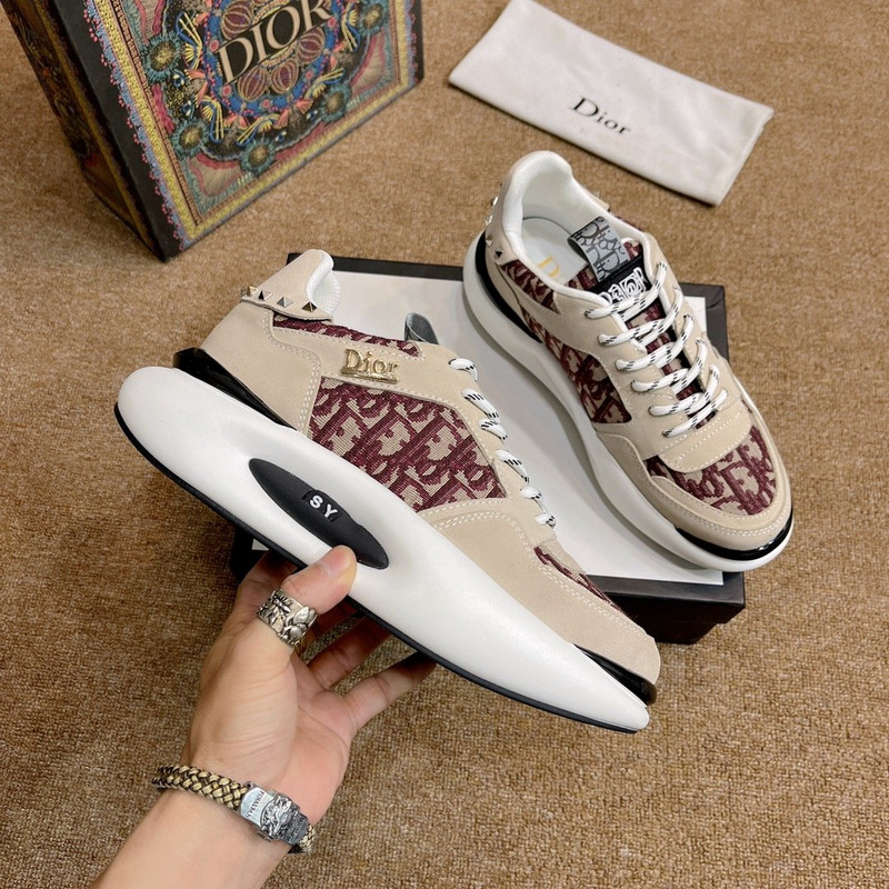 D*or summer new breathable canvas daddy shoes leather printing mesh shoes red