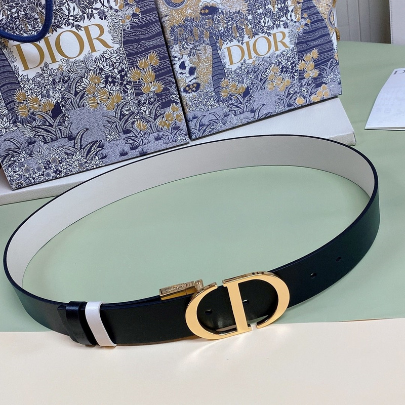ch**an louboutin & D*or 30 montaigne reversible belt blue and white