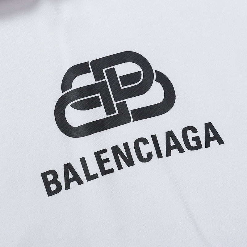 Ba*len*cia*ga bb black logo hoodie white