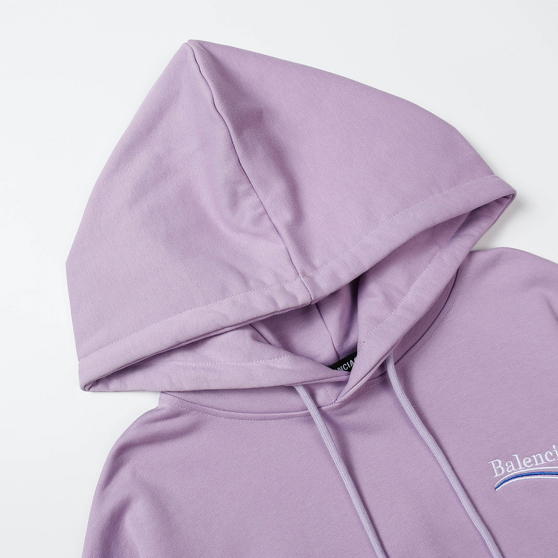 Ba*len*cia*ga logo-print fleece-back cotton-jersey hoodie purple
