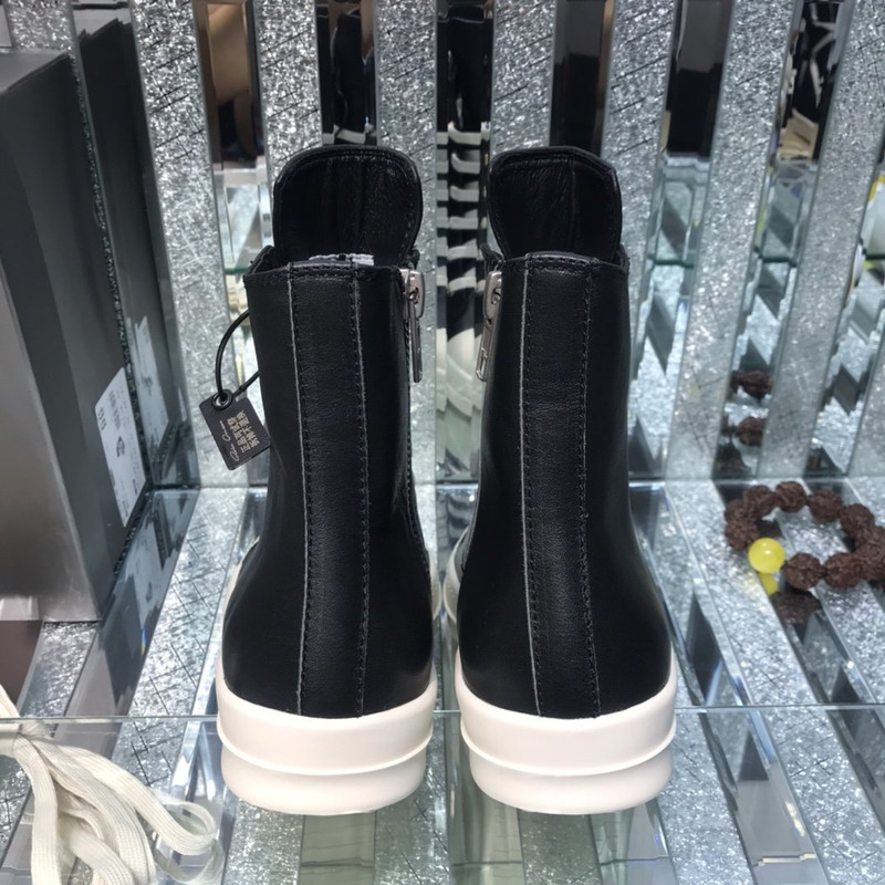 Rick Owens Darkshaw Lace-Up Leather Sneakers Black