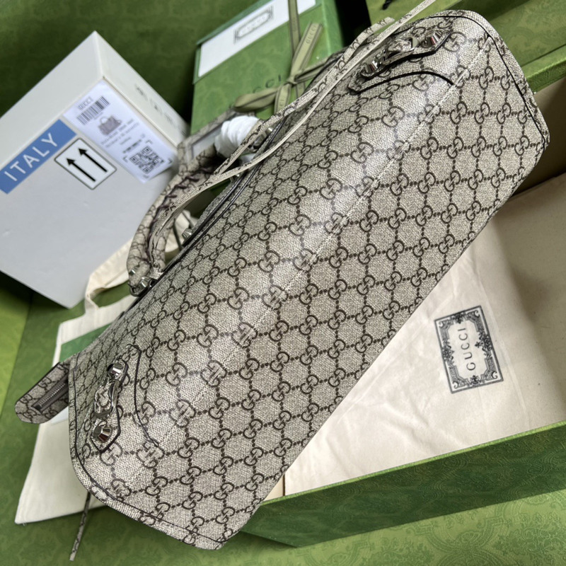 g*u*i x ba*len*cia*ga gg S*p*e monogram neo classic silver hardware city beige ebony