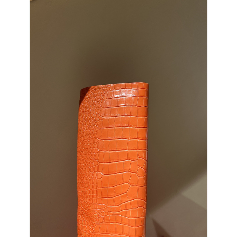 Bettina Vermillon Josephine Crocodile Embossed Knee Boots Orange