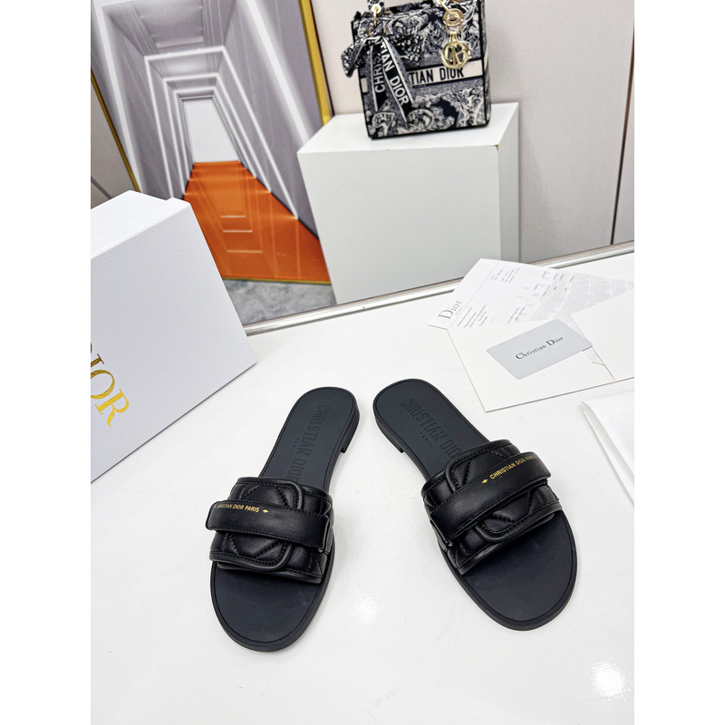 ch**an D*or black leather sandals
