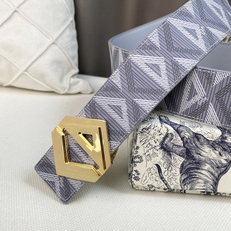 d*or gray cd Di*m*nd canvas and smooth calfskin gold