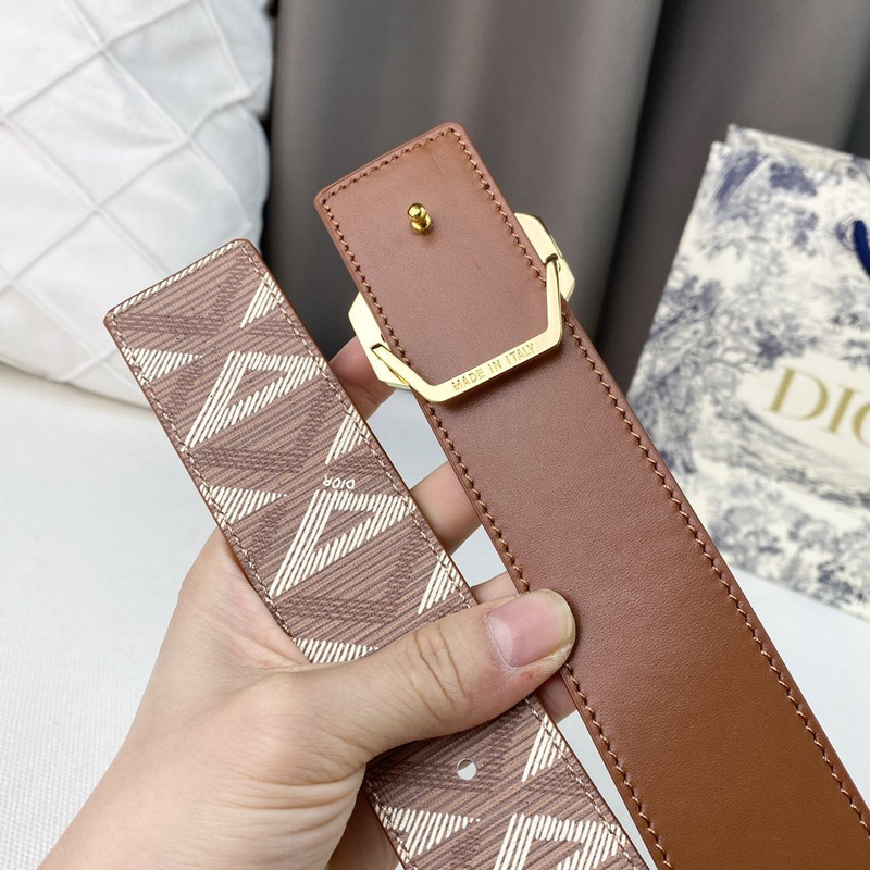 d*or brown cd Di*m*nd canvas and smooth calfskin gold