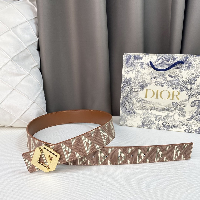 d*or brown cd Di*m*nd canvas and smooth calfskin gold