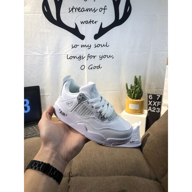 Jordan 4 Retro BG White & Metallic Kids Sneaker