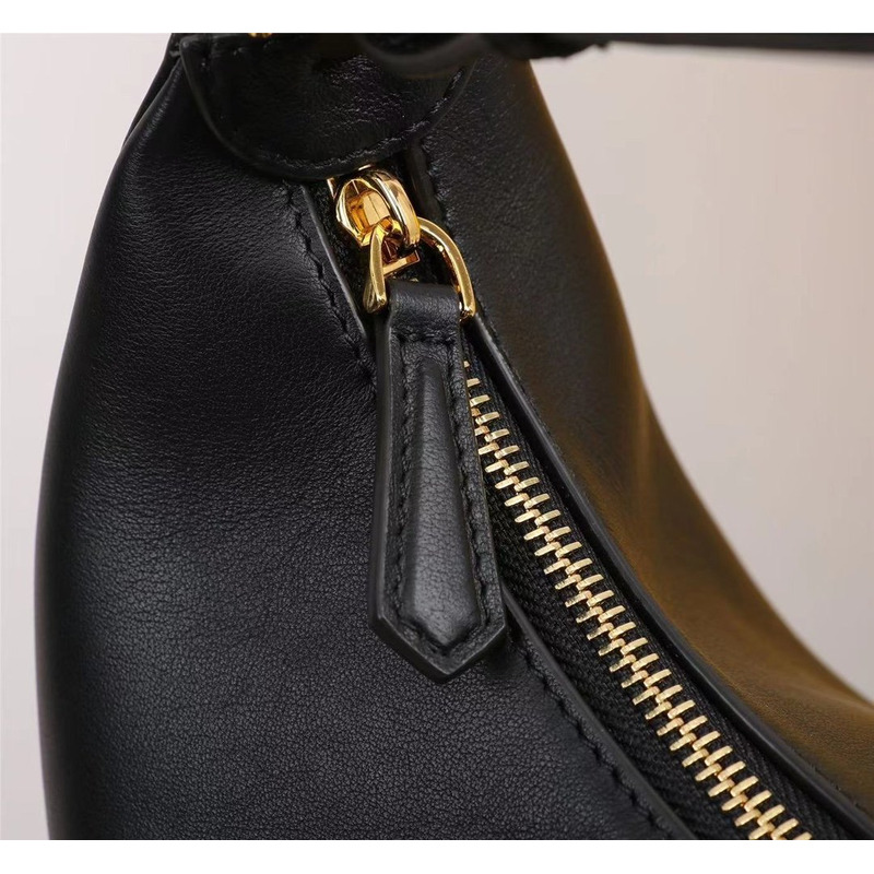 F**di graphy large laminated leather bag black