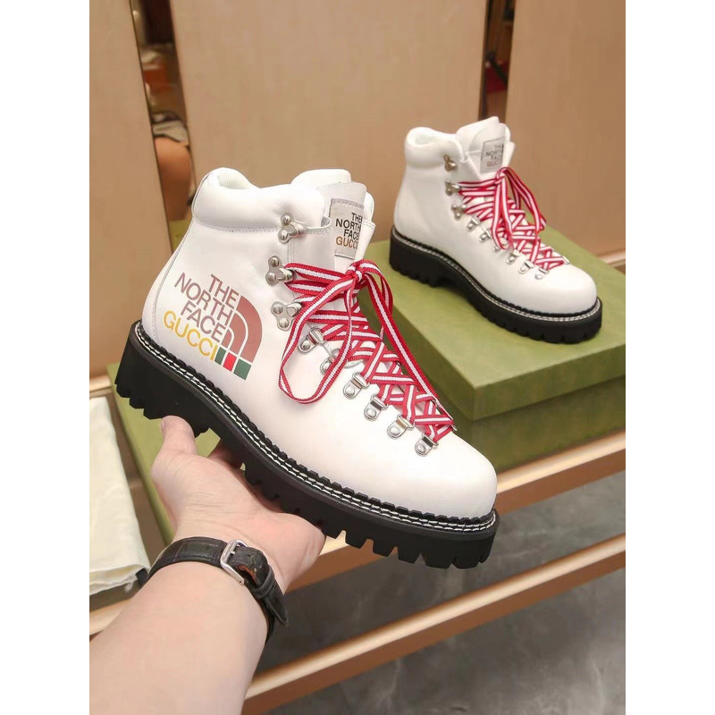 g*u*i x the n0*h F**e leather ankle boots white