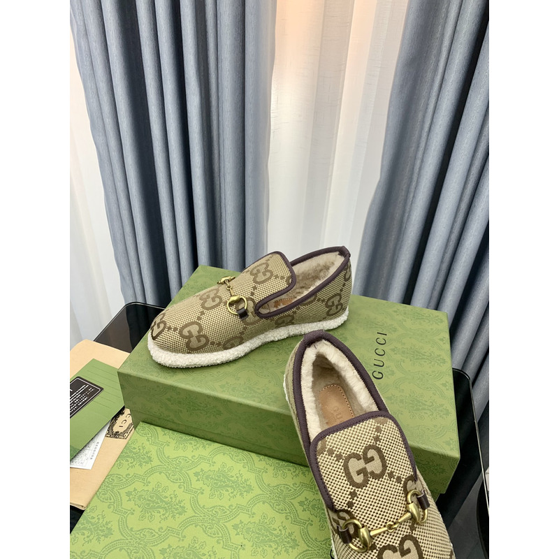 g*u*i loafers in gg S*p*e wool all over with horsebit