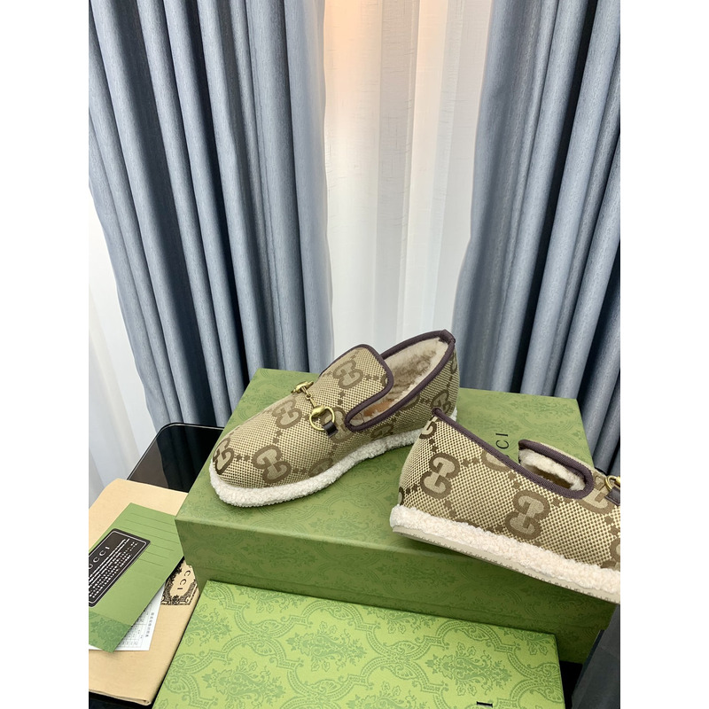 g*u*i loafers in gg S*p*e wool all over with horsebit