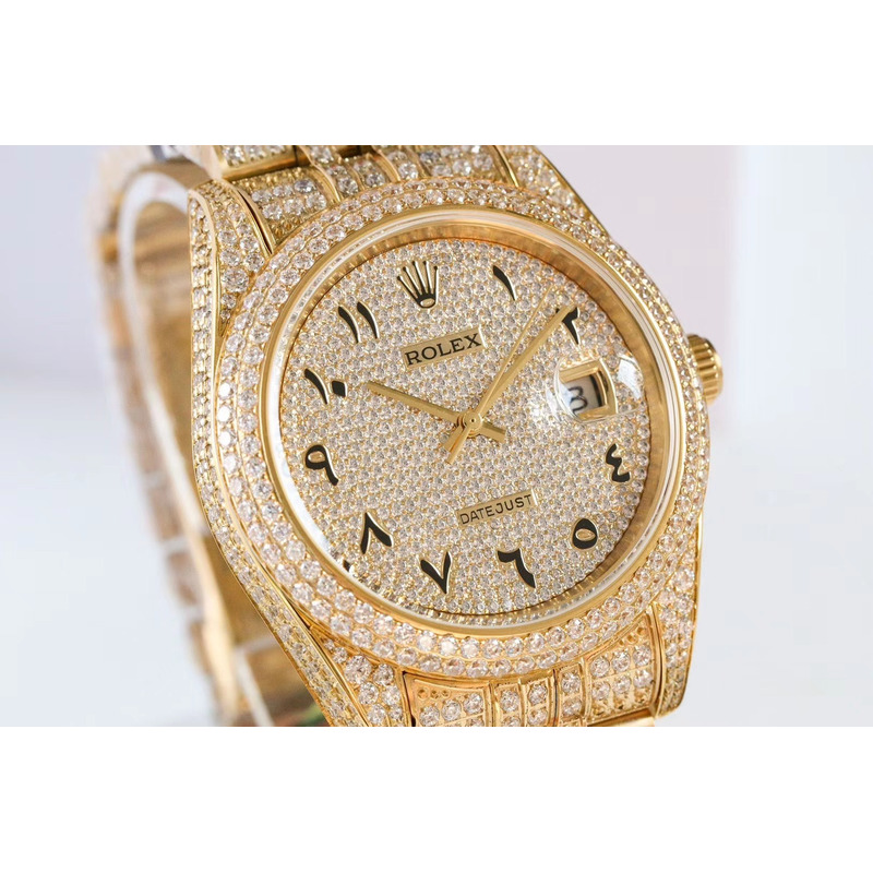 rolex Di*m*nd iced out rolex datejust 41 | 25 carats of Di*m*nds full Di*m*nd arabic dial