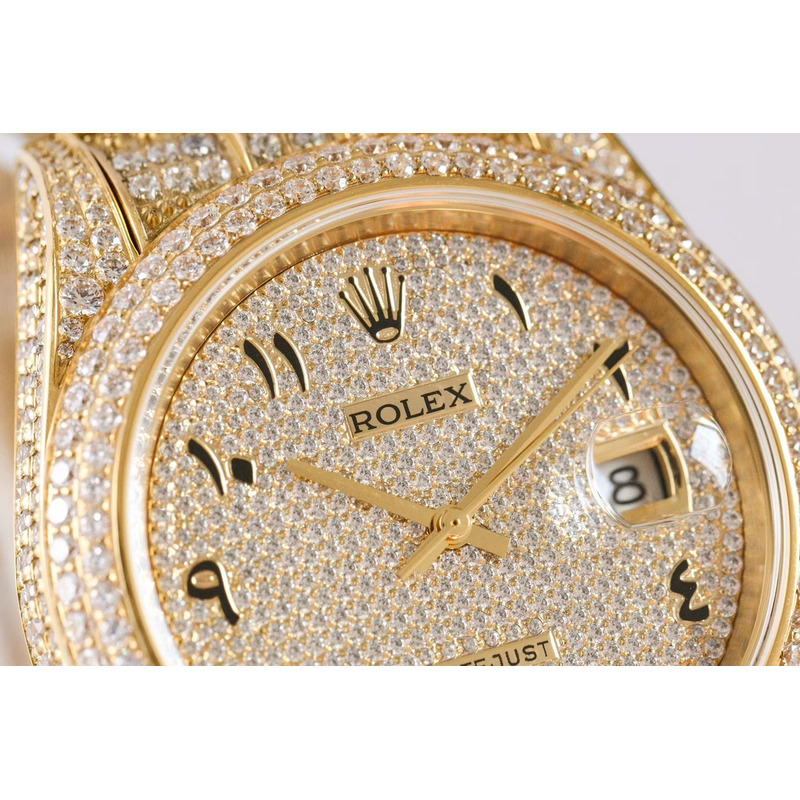 rolex Di*m*nd iced out rolex datejust 41 | 25 carats of Di*m*nds full Di*m*nd arabic dial