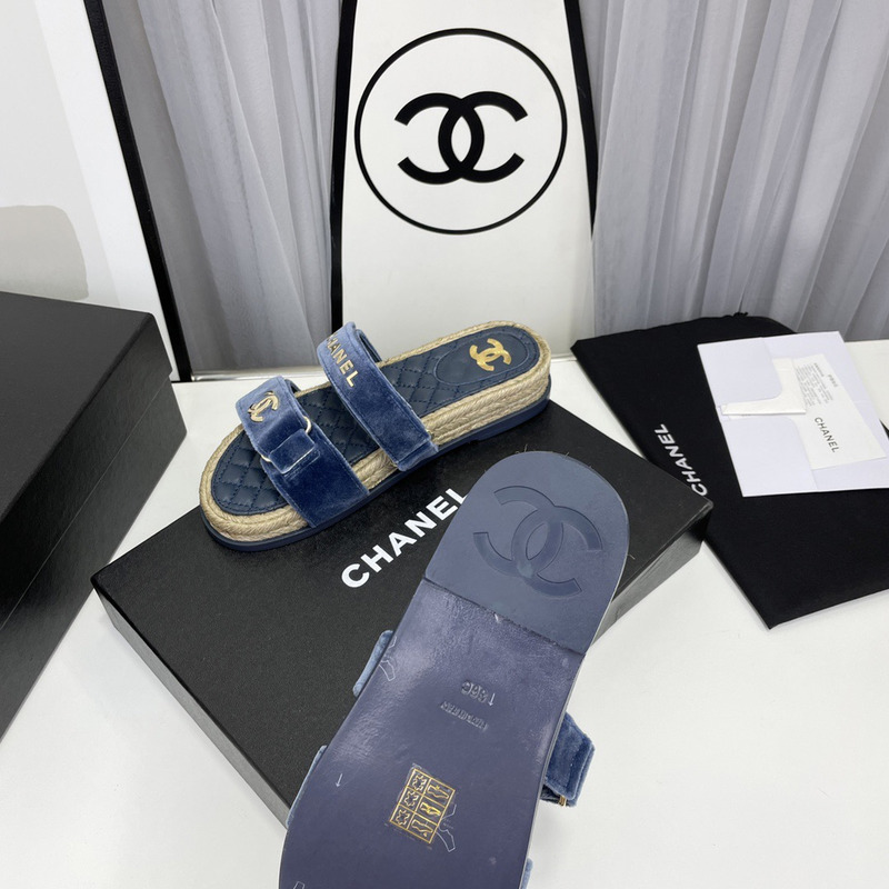 Ch*el mules sandals velvet blue