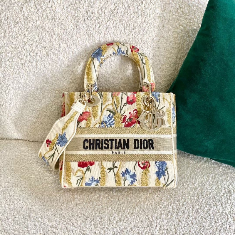 D*or lady d-lite hibiscus metallic thread embroidery bag