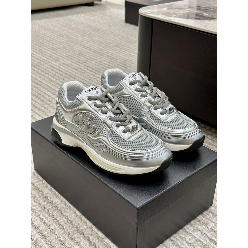 Ch*el sneakers light gray & silvered