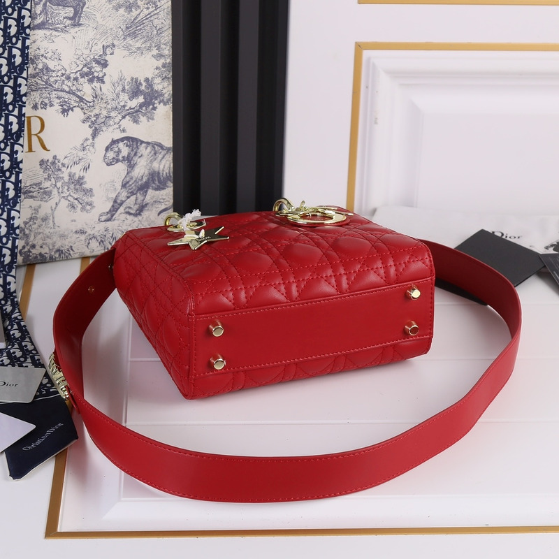 D*or lady D*or micro lambskin tote red