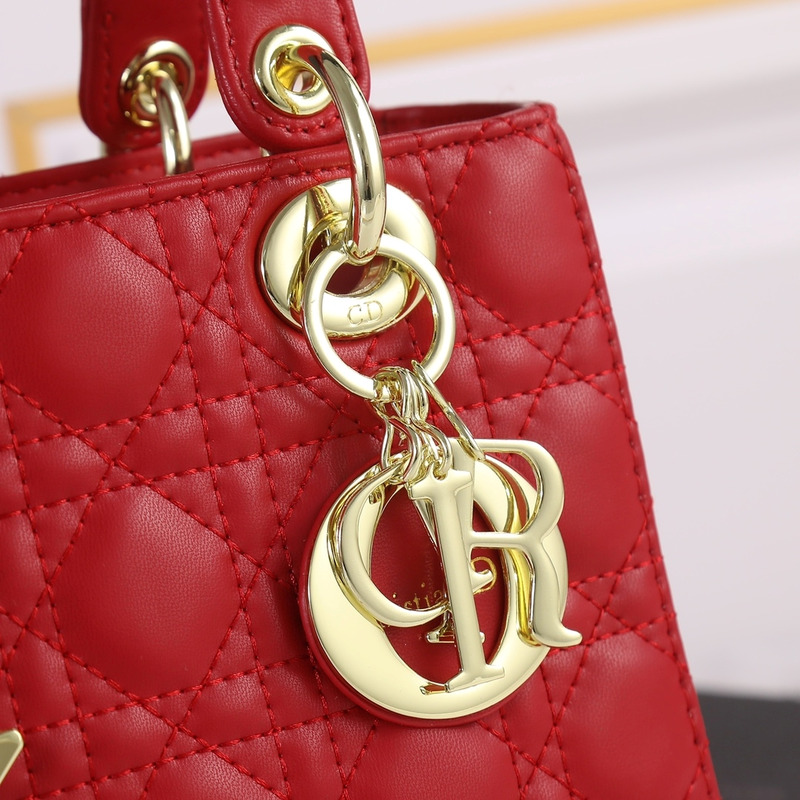 D*or lady D*or micro lambskin tote red