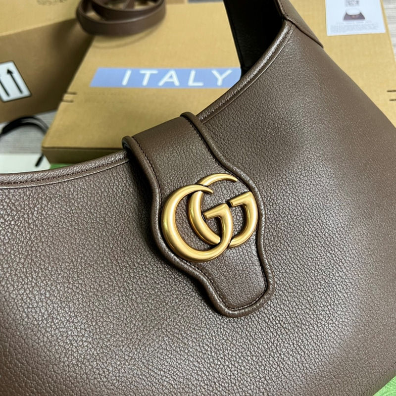 G*u*i aphrodite medium crescent shoulder bag dark brown