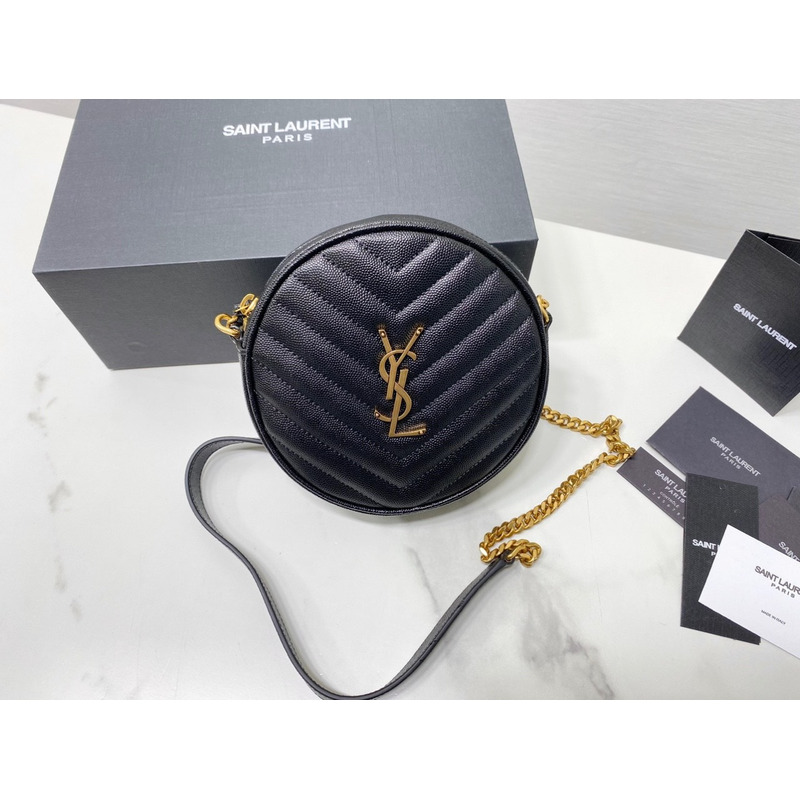 Saint Laurent Vinyle Round Quilted Leather Camera Bag