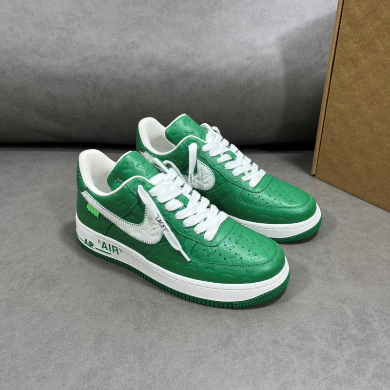 l**is V*t*n x nike air force 1 low by virgil abloh green and white