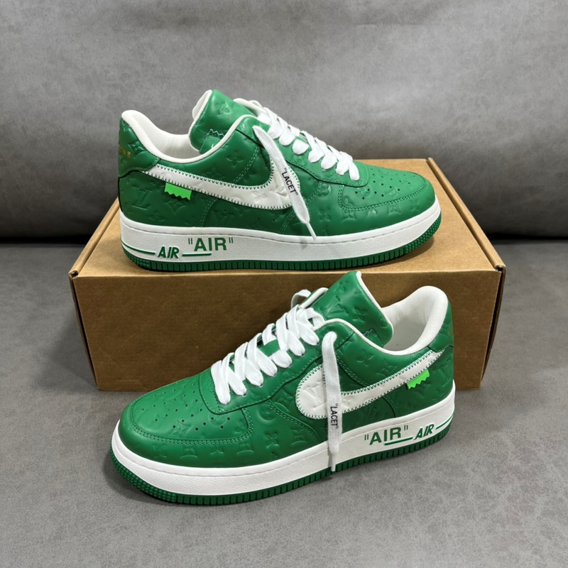 l**is V*t*n x nike air force 1 low by virgil abloh green and white
