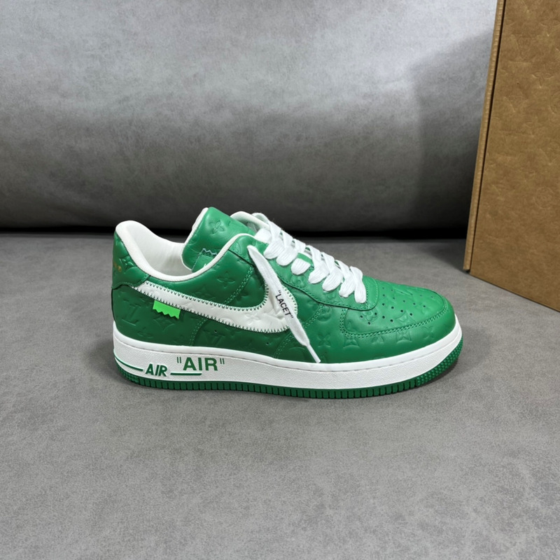 l**is V*t*n x nike air force 1 low by virgil abloh green and white