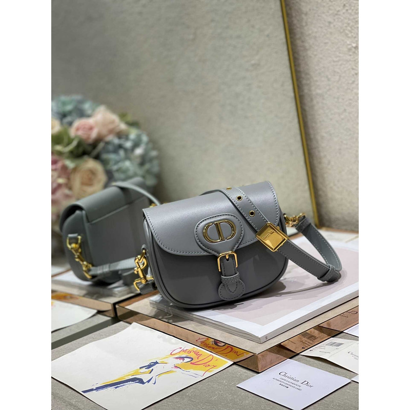 D*or bobby bag small box calfskin gray