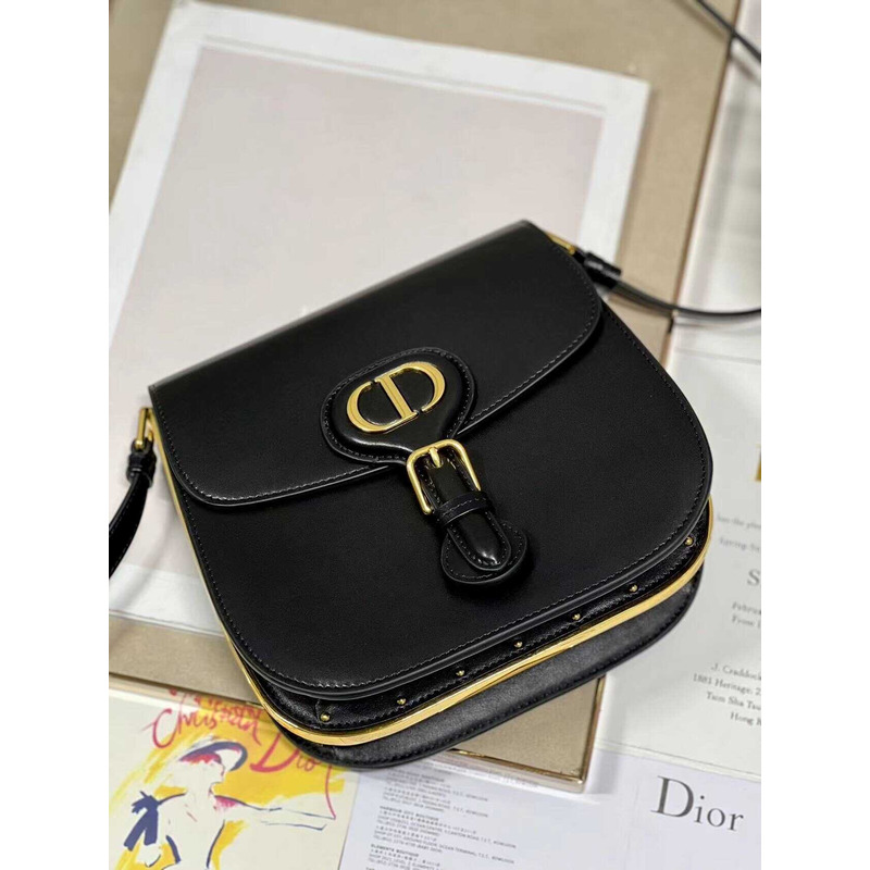 D*or bobby frame bag black calfskin