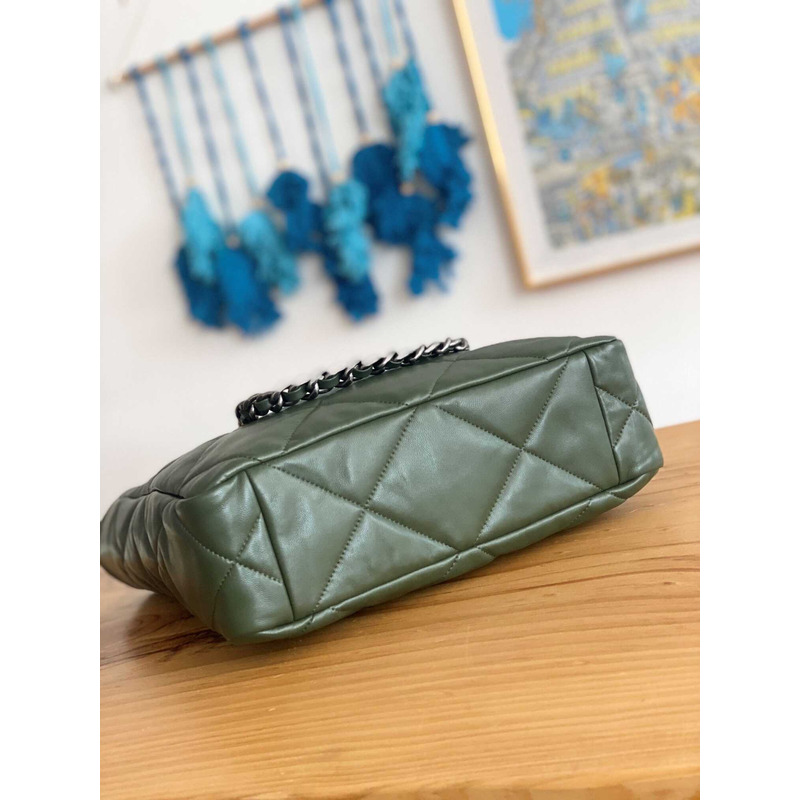 Ch*el handbag as3519 gold buckle shoulder bag dark green