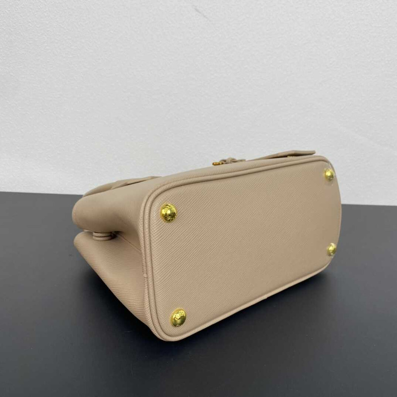 Pra*a double saffiano leather mini bag sand color