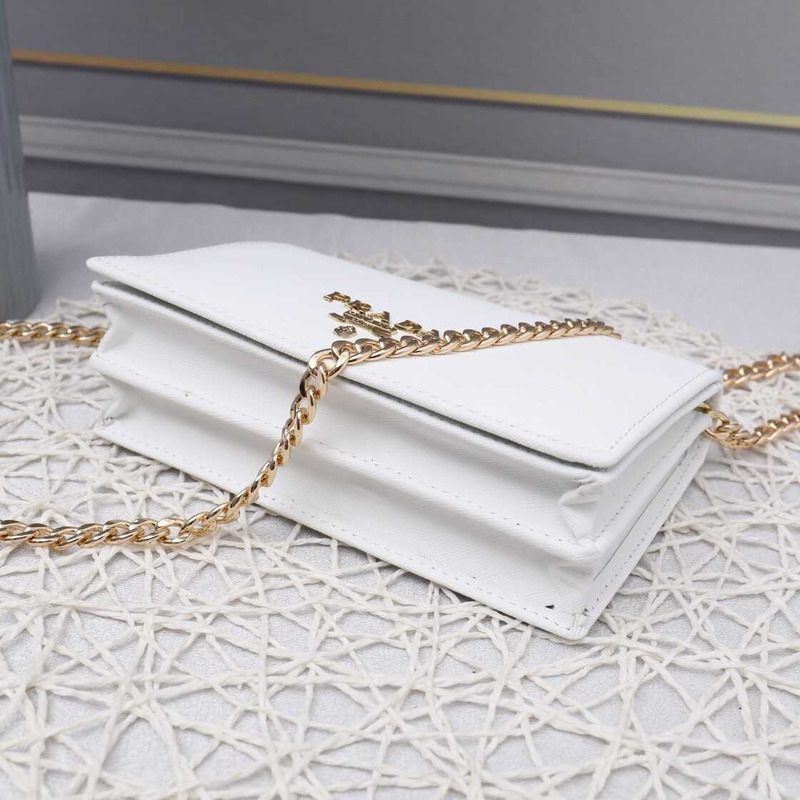 Pra*a saffiano leather mini bag white