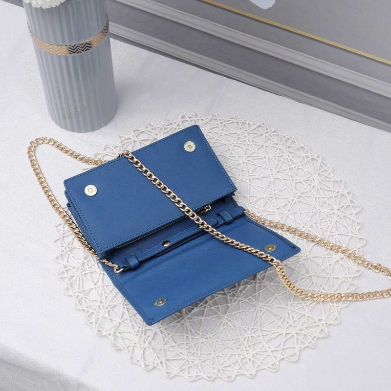 Pra*a saffiano leather mini bag blue