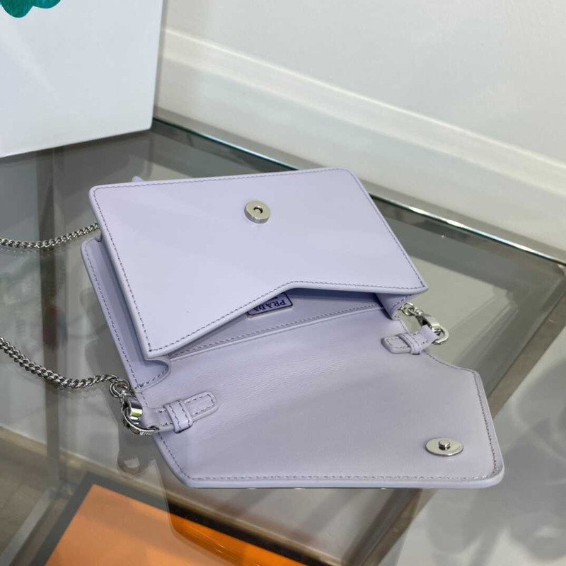 Pra*a brushed leather shoulder bag purple