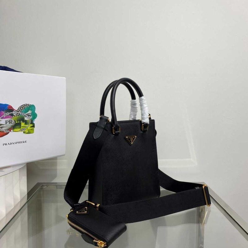 Pra*a bolso shopper con logo triangular black