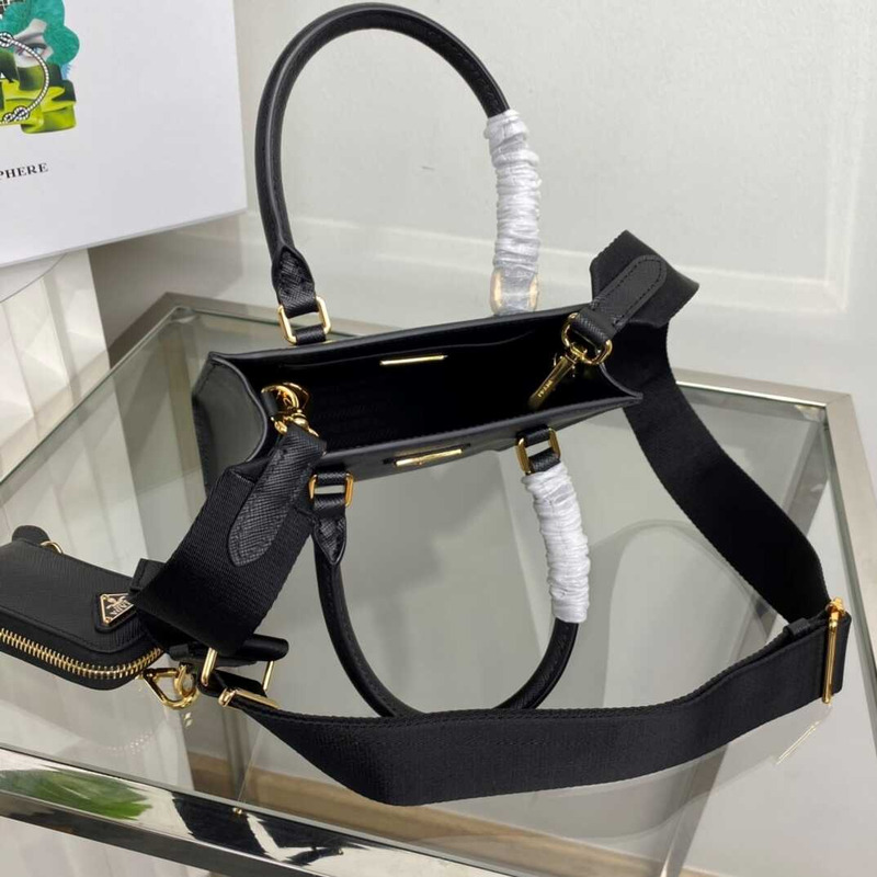 Pra*a bolso shopper con logo triangular black