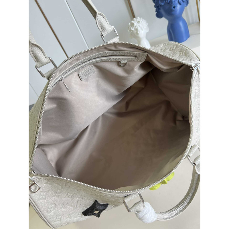 l**is V*t*n keepall 50 travel bag taurillon monogram embossed calfskin white