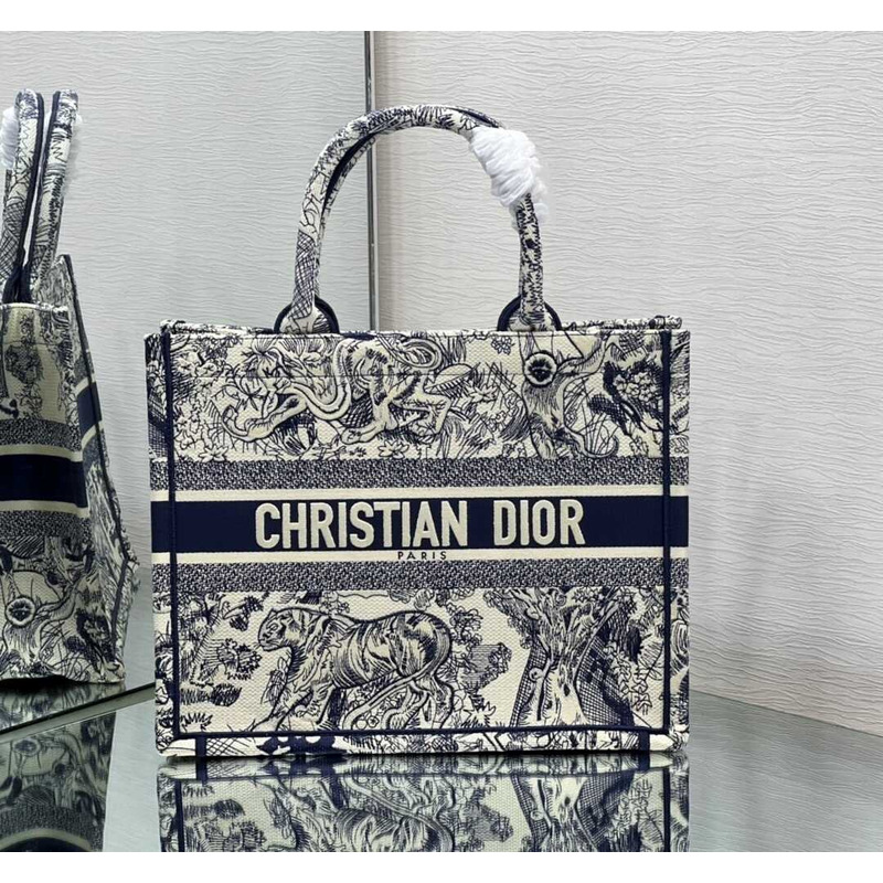 D*or embroidered  medium book tote bags