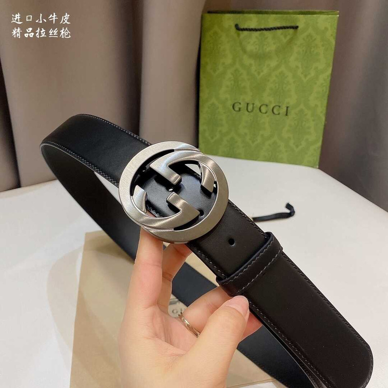 G*u*i interlocking g leather belt black
