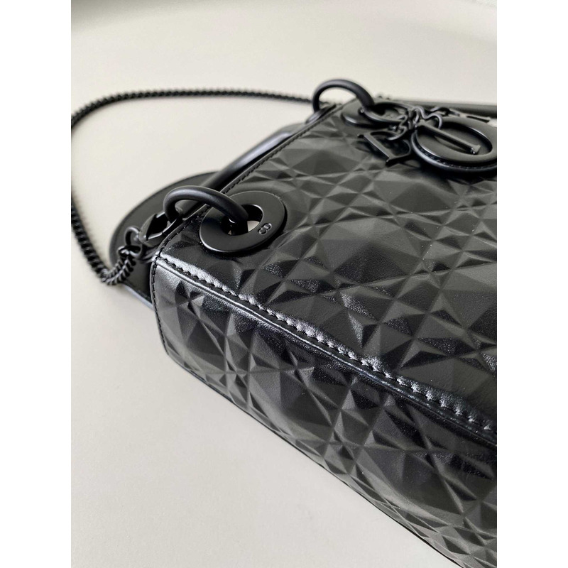 d*or  black leather Di*m*nd shaped cannage lady d*or bag
