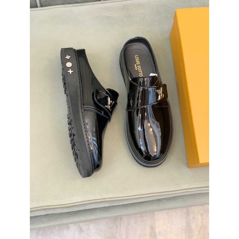 l**is V*t*n patent leather designer unique clogs