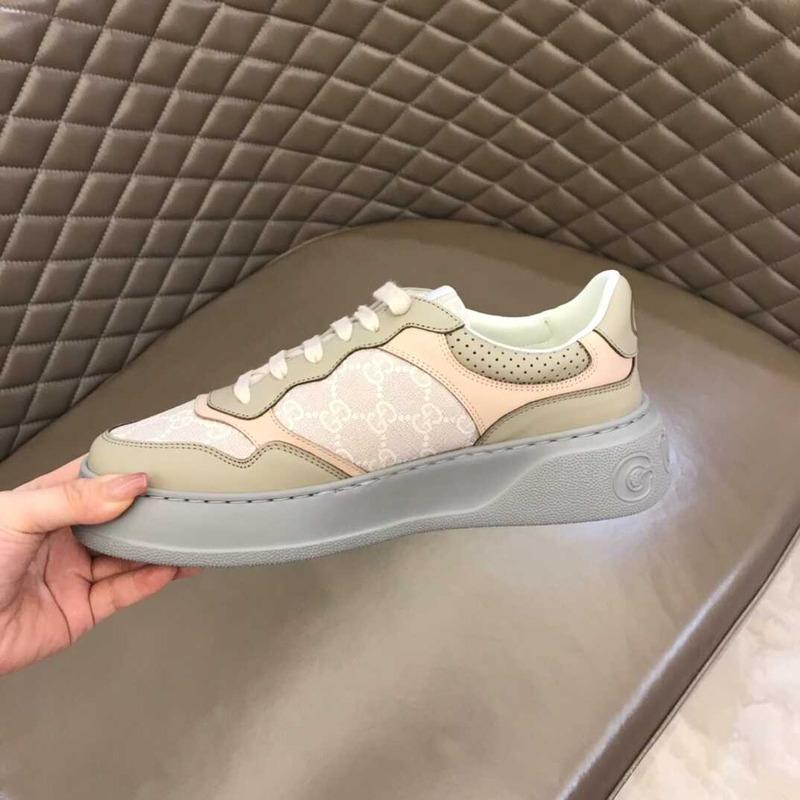 g*u*i gg S*p*e fabric and leather sneakers in beige